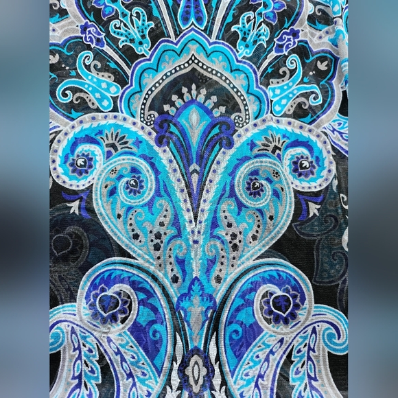 INC International Concepts Sheer Shirt Shell, Blue Black Paisley, Size XL - Picture 10 of 11